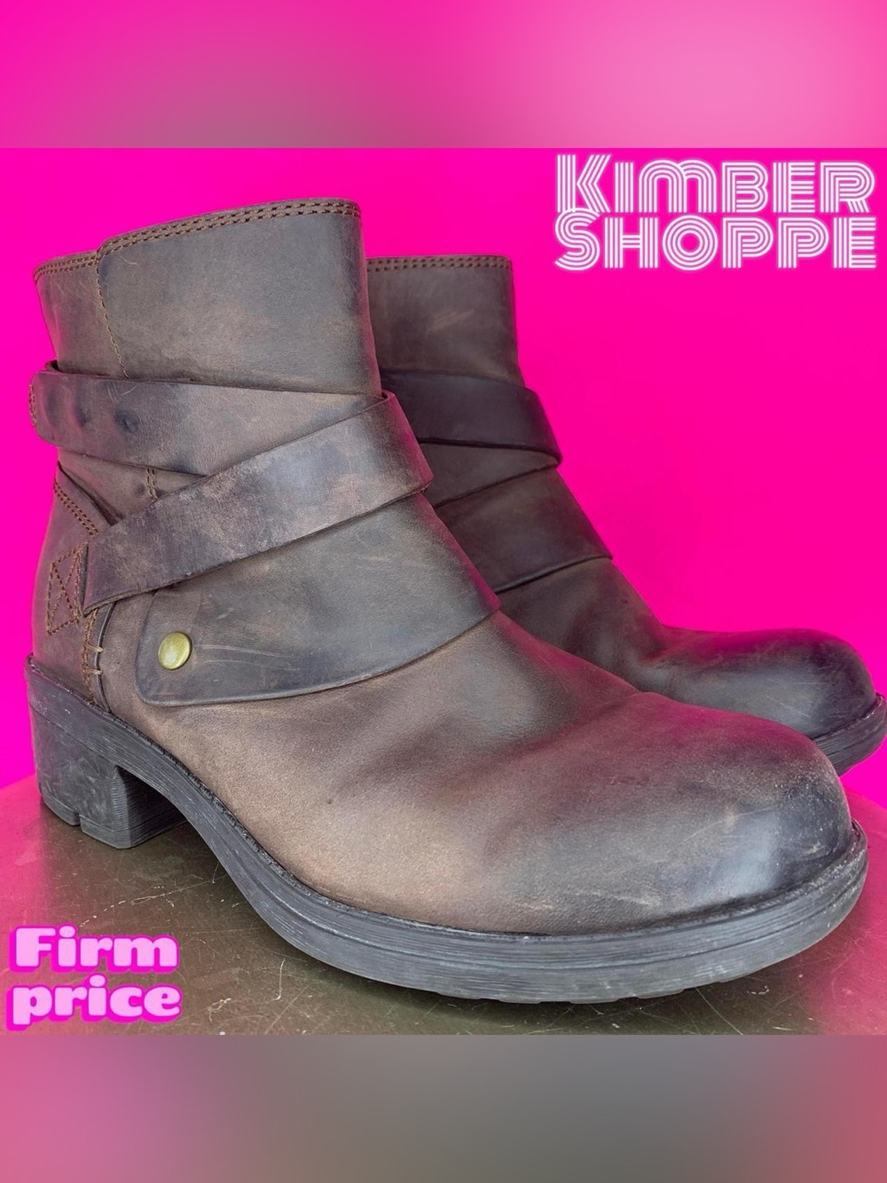 Clarks Mansi Calla Brown Leather Wrap Strap Moto Ankle Boot US 8 UK 5.5
